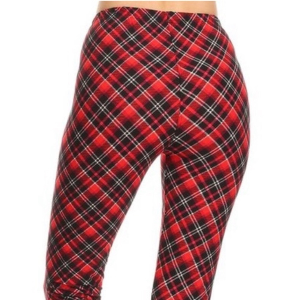 🎄1️⃣LEFT🎄NEW BUTTERY SOFT WOMEN ULTRA STRETCH MUST HAVE PLAID LEGGINGS - Picture 4 of 5